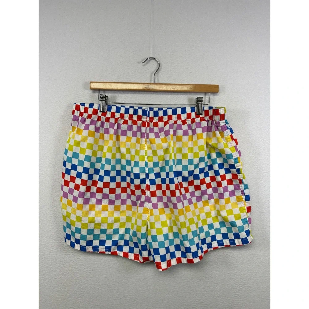 Old Navy Pride Rainbow Checkerboard Mens XL Multicolor Cotton Boxer Shorts